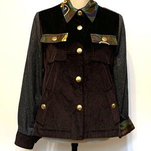 La Prestic Ouiston Brown Corduroy Gray Wool Jacket Size 0